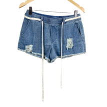 Aerie Denim Shorts Womens Small Blue Jean Belted Cut Off Fray Hem Distressed New - £15.97 GBP