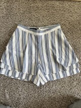 Nwt Tahari Asl Ivory Blue Stripe Print Shorts Size 0 - £22.40 GBP