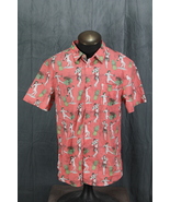 Button Down Surf Shirt - Pink with Hula Grils by Psycho Tuna - Men&#39;s XL - $67.01 CAD