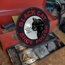 Vintage Black Cat Shoe Polish &#39;&#39;The Nonsuch MFG Co.&#39;&#39; Porcelain Gas &amp; Oil Sign - £97.63 GBP