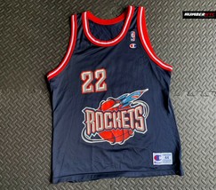 Houston Rockets 22 Clyde Drexler NBA Basketball Champion Jersey Men Size 44 Blue - £47.33 GBP