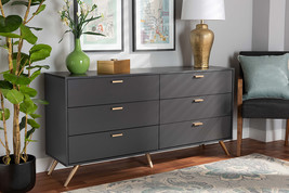 Yori Dark Gray and Gold 6-Drawer Dresser - $9,033.67 MXN