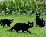 3 Pack Halloween Metal Black Cat With Reflective Eyes Halloween Yard Sig... - $29.99