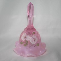 Fenton Glass Signed 7568 X9 Splendor on Pink Chiffon Opal 6.5&quot; Bell #2572 - £45.96 GBP
