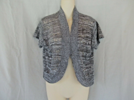 New York Collection sweater cardigan shrug XL gray multi open weave cap ... - $16.61