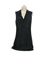 Tahari Shift Dress Size 4 Black Ruffle V Neck Sleeveless Zip Up Casual P... - €31,72 EUR