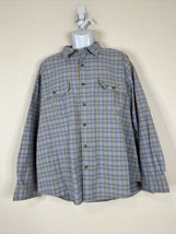 Cabela&#39;s Men Size 2XL Blue/Yellow Check Plaid Button Up Shirt Long Sleeve Pocket - £6.94 GBP