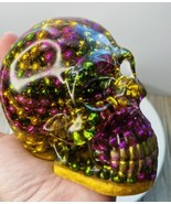 Mardi Gras Skull, Mardi Gras Beads In Resin, Skull, Resin Art, Louisiana... - $34.65
