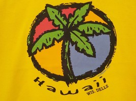 YOUTH YELLOW T-SHIRT SZ S (6-8) BRIGHT PALM TREE N CIRCLE HAWAII WIS DEL... - $9.99
