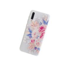 Anymob Samsung Case Pink and Gold Flower Vintage Relief Flower Phone Matte Soft  - £19.20 GBP