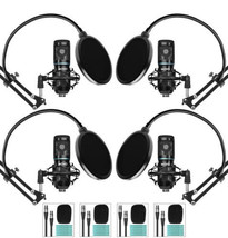 4-Pack XLR Condenser Mic Bundle Cardioid Mics, Stands, Shock Mounts, Pop Filters - £157.48 GBP