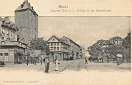 Mainz Germany~Eiserner Thurm U. Hotels In Der RHEINSTRASSE-1900s Photo Postcard - £5.02 GBP