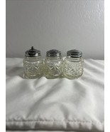 Vintage Clear Glass Salt And Pepper Shakers 2 1/4” Mustard Jar 2 1/2” - $47.86 CAD