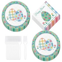 HOME &amp; HOOPLA Easter Party Supplies - Cottage Floral &amp; Plaid Easter Bunny Paper  - £14.15 GBP+