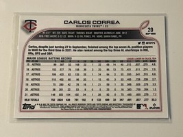 Carlos Correa 2022 Topps Chrome Logofractor Edition #20 MLB Minnesota Twins Card - £2.74 GBP