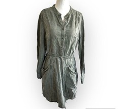 Lucky Brand Women&#39;s Army Green Shirt Dress Pockets Button Front Tie Wais... - £14.73 GBP