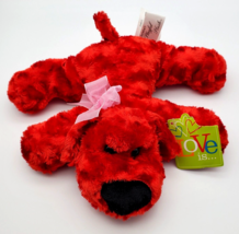 Chrisha Playful Plush Valentine Puppy Dog Red With Pink Bow 11&quot; 2009 Sof... - £6.93 GBP