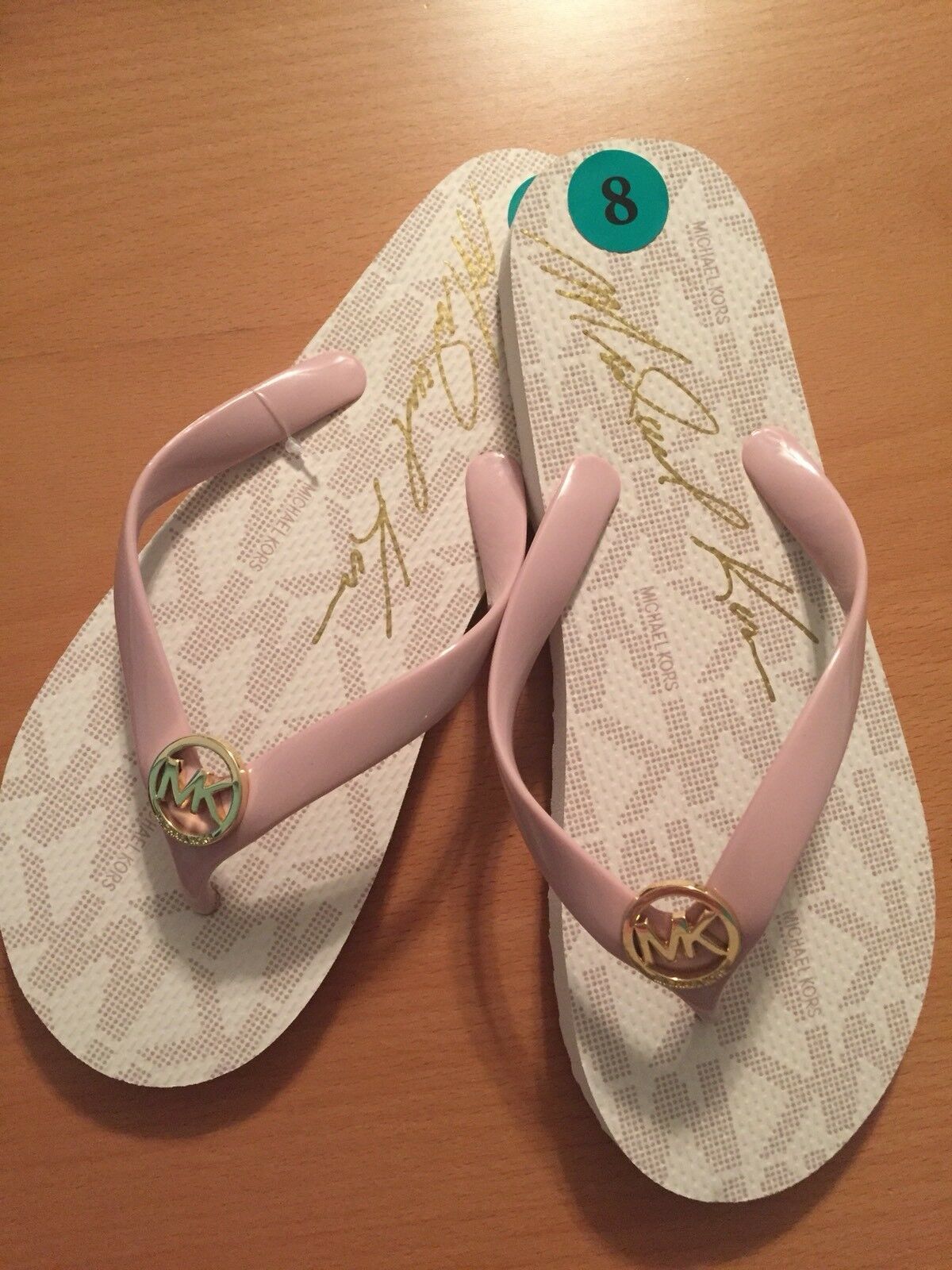 Primary image for Michael Kors Flip Flops Jet Set PVC Logo Women's Designer Sandals NEW Retail $45