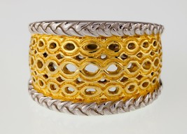 Two Tone Sterling Silver Wide Band Ring Size 8 - $53.36