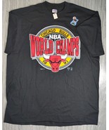 Vintage Chicago Bulls Shirt Mens XL Black 1991 World Champs Single Stitch Trench - $1,015.65 MXN