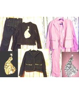 Destiny Black Denim Jacket &amp; Jeans Set w/Studded Peacock Design Stretchy... - $125.00