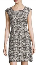 NWT Women&#39;s Max Studio Cap Sleeve Black/White Tweedy Jacquard Sheath Dress Sz 10 - £31.64 GBP