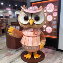 Peach Owl mascot costume character dressed with Pleated Skirt and Coin purses - £948.58 GBP