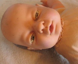 Vintage 10&quot; uneeda CLOTH BODY MOLDED hair Baby Doll SLEEPY PAINTED EYES - $18.00