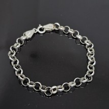 SU 925 STERLING SILVER LARGE LINK CHAIN BRACELET 3.9 GRAMS ITALY 7&quot; Long - £19.87 GBP