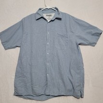 Wrangler Men&#39;s Shirt Size L Large Blue Button Up Short Sleeve Casual - £13.28 GBP