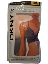 DKNY Women&#39;s Wireless Soft Stretch Microfiber Plunge Bra 2-Pack Ink/Sand Sz Med - £14.96 GBP