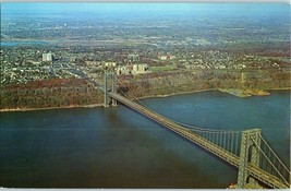 Aerial View Postcard The George Washington Bridge Hudson River New York - £4.12 GBP