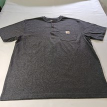 Carhartt Henley Men’s T-Shirt Adult Large Charcoal Cotton Short Sleeve K84 026 image 8