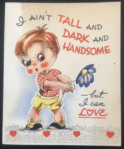 VTG Carrington Valentine I Ain&#39;t Tall Dark Handsome But I Can Love Greet... - £7.46 GBP