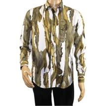 Men Sports Shirt by DE-NIKO Long Sleeves Fashion Print Modal Nk20188 White Olive image 6