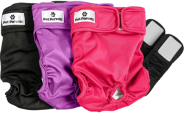 Reusable Washable Dog Diapers &amp; Extenders for Small Dogs Black Pink Purple 3 Pk - £21.72 GBP