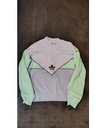 Adidas Originals vintage quarter zip sweatshirt in white and green - $35.00