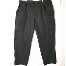 CQR Mens Cargo Tactical Pants Size 44W 30L Black Elastic Waist Cotton Blend - £16.78 GBP