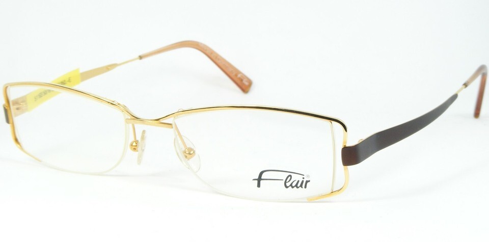 Flair MOD 852 COL 521 GOLD /BROWN EYEGLASSES GLASSES FRAME 50-18-135mm G... - $178.26