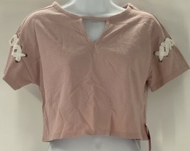 Material Girl Active Women&#39;s Shirt Pink Crop Criss Cross short sleeves k... - $17.82