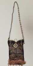 JUSTIN Boot Leather Crossbody Shoulder Purse Bag Western Hand Craft Chain Strap - £31.36 GBP