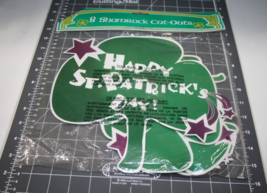 St Patricks Day Holiday Shamrock 8 Paper Cut Out Decorations NEW Midwest... - $10.40