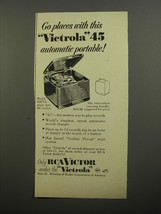 1952 RCA Victor Model 45EY3 Phonograph Ad - Go places with this Victrola 45 - £14.57 GBP