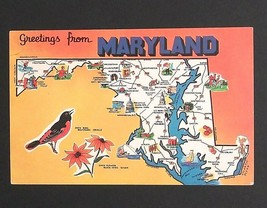 Maryland State Map Large Letter Greetings Dexter Press c1960s UNP Postca... - £3.89 GBP