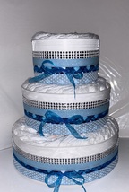 Blue White And Silver Baby It’s Cold Outside Winter Baby Shower Diaper Cake Gift - £47.80 GBP