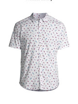 No Boundaries Men&#39;s Tropical Print Short Sleeve Button-up Shirt 3XL White - £15.81 GBP