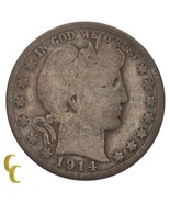 1914 Silver Barber Half Dollar 50C (Good, G Condition) Full Rims! - $228.76 CAD