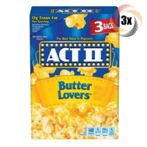 3x Packs | Act II Butter Lovers Flavor Microwave Popcorn | 3 Bags Per Pack - £16.41 GBP