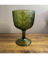 (1) Vintage 1975 FTD Pressed Green Glass Large Goblet Fall Glass Stemwar... - $27.34 CAD