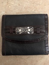 Black &amp; Brown Leather Brighton Wallet Silver Detail - $29.99